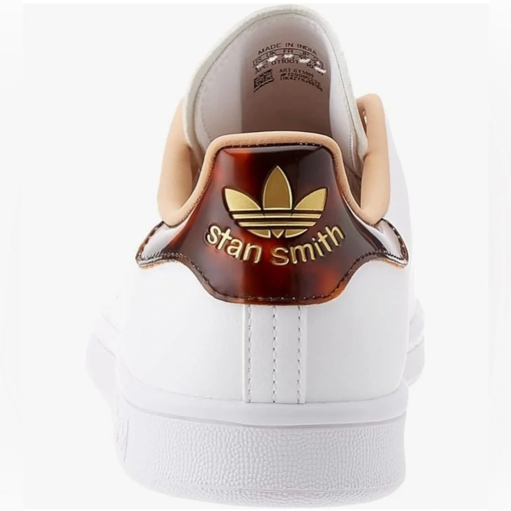 adidas Stan Smith White with Brown Accent Sneakers - Picture 2 of 10